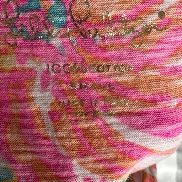 Lilly Pulitzer  Arya Tank Top Pink Green Palm Leaves Size Small S Tropical - Picture 6 of 7